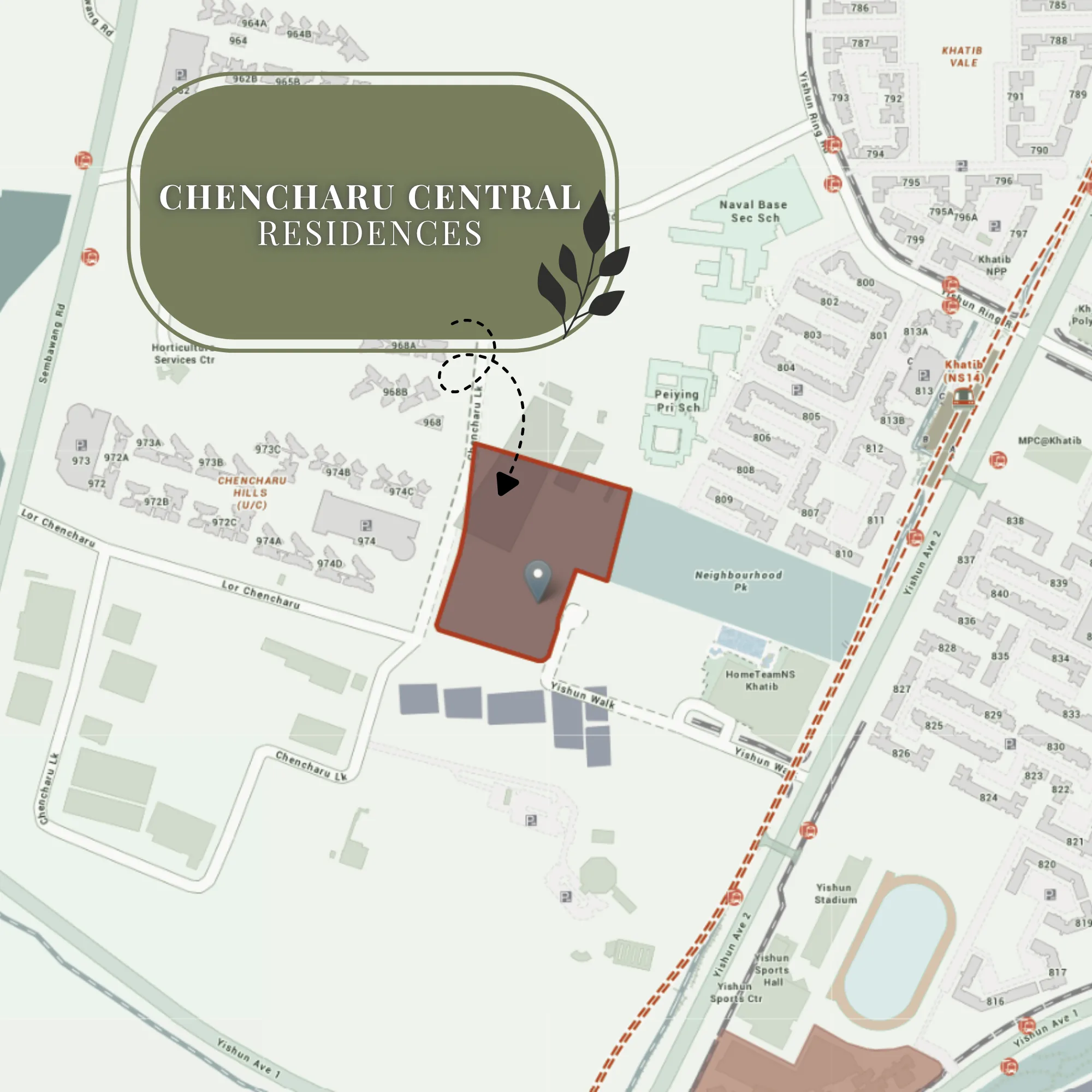 Chencharu Central Residences location map at Chencharu Close, near Khatib MRT (NS14), Yishun District 27