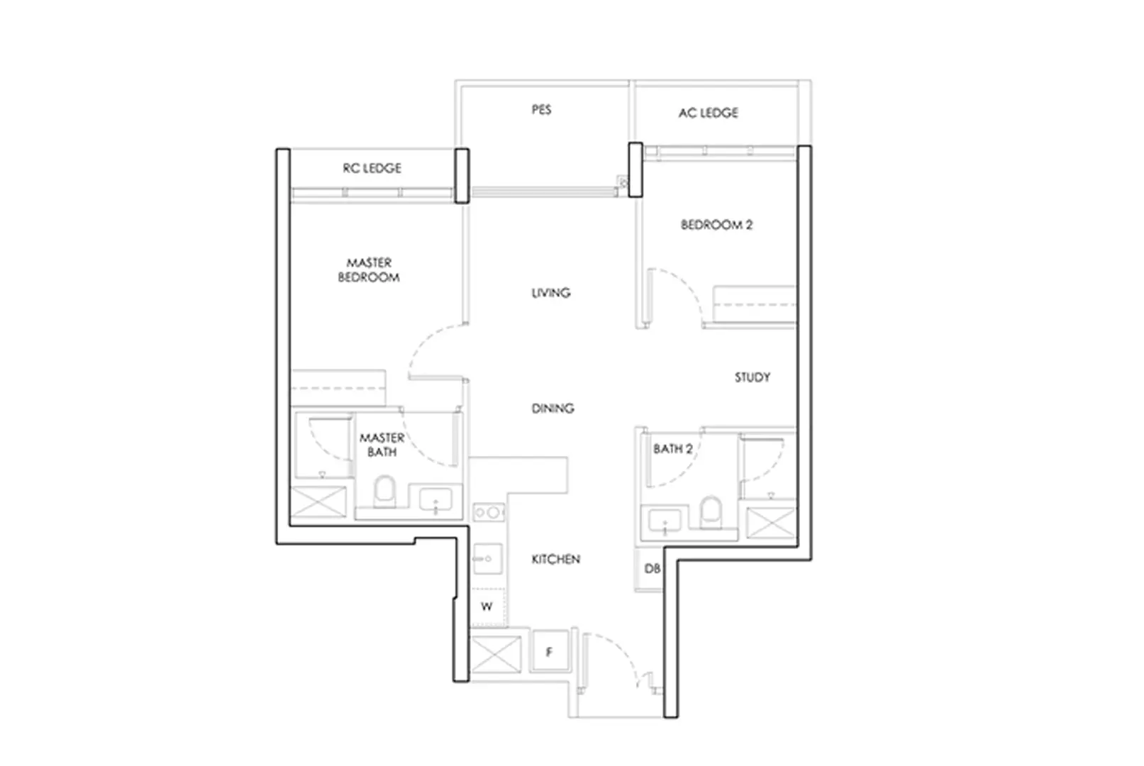 Chencharu Central Residences 2 Bedroom Floor Plan